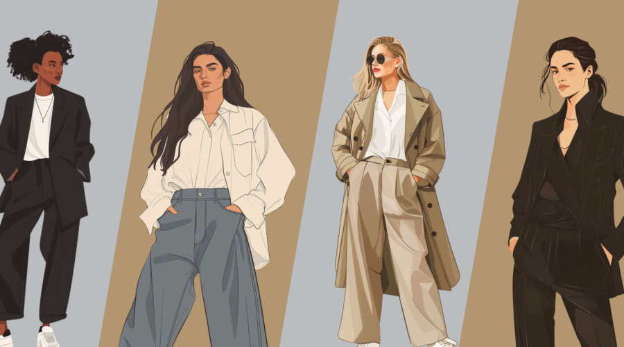 An illustration showing 4 woman wearing different clothing style representing the fashion styles of 2025